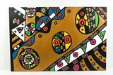 Untitled by Roland Roberge, Abstract inkjet print on canvas, overpainted with acrylic paints, sold Mar 2022