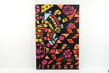 Untitled by Roland Roberge, Abstract inkjet print on canvas, overpainted with acrylic paints, sold Mar 2022