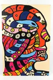 Untitled by Roland Roberge, Abstract inkjet print on canvas, overpainted with acrylic paints, sold Mar 2022