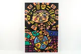 Untitled by Roland Roberge, Abstract inkjet print on canvas, overpainted with acrylic paints, sold Mar 2022