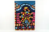 Untitled by Roland Roberge, Abstract inkjet print on canvas, overpainted with acrylic paints, sold Mar 2022