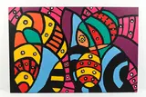 Untitled by Roland Roberge, Abstract inkjet print on canvas, overpainted with acrylic paints, sold Mar 2022