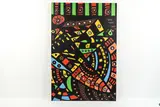 Untitled by Roland Roberge, Abstract inkjet print on canvas, overpainted with acrylic paints, sold Mar 2022
