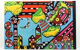 Untitled by Roland Roberge, Abstract inkjet print on canvas, overpainted with acrylic paints, sold Mar 2022