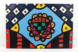 Untitled by Roland Roberge, Abstract inkjet print on canvas, overpainted with acrylic paints, sold Mar 2022