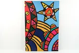 Untitled by Roland Roberge, Abstract inkjet print on canvas, overpainted with acrylic paints, sold Mar 2022