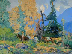 Mt. McKinley Pack Train by Eustace Paul Ziegler, oil on canvas, sold Nov 2025