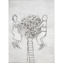 Untitled (Couple with Flowers) by Inez Storer, etching, sold Aug 2026