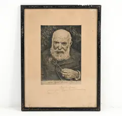 Untitled by Hans Thoma Ger., Self-portrait etching, sold Apr 2022