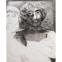 Young Acrobats by Barbara Leventhal-Stern, 1999, aquatint with drypoint, sold Aug 2026
