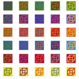Open cube in Color on Color by Sol LeWitt, 2003, Suite complète de 30 linogravures en couleurs, libres, imprimées sur papier Somerset, sold Nov 2023
