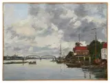 Dordrecht, Pont sur la Meuse by Eugène Boudin, 1884, Huile sur toile, sold Dec 2023