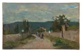La procession, Clermont-Ferrand by Albert Lebourg, circa 1884-1886, Huile sur toile, sold Dec 2023