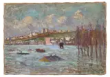 Les inondations by Maximilien Luce, 1910, Huile sur papier marouflé sur toile, sold Dec 2023