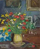 Bouquet de fleurs by Albert André, 1946, Huile sur toile, sold Dec 2023