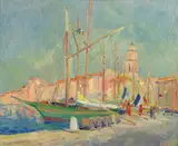 Bateaux pavoisés dans le port de Saint-Tropez by Robert Antoine Pinchon, circa 1935-1936, Huile sur toile, offered Dec 2023