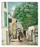 Rue de la Fontaine à Mulard, Paris by Maurice Utrillo, 1925, Huile sur toile, sold Dec 2023