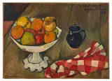 Compotier de fruits, pot et serviette by Suzanne Valadon, 1924, Huile sur toile, sold Dec 2023