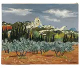Oliviers au Paradou by Yves Brayer, 1975, Huile sur toile, sold Dec 2023