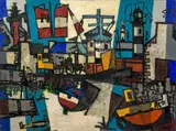 La Bretagne by Claude Venard, circa 1965, Huile sur toile, sold Dec 2023
