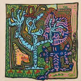 Les compéres guillerets by Robert Combas, 1987, Acrylique sur tissu marouflé sur toile, sold Dec 2023