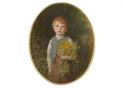 Untitled by Frederick Morgan, Oil on board in a painted oval, offered Mar 2019