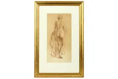 A nude with a view Signed and dated 1928 Red Crayon 36 x 18cm (7 x 14.25in) by Randolph Schwabe Rws Neac Lg, 1928, drawing, offered Feb 2019