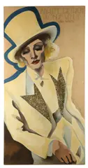 Portrait of Marlene Dietrich by Wendy Buttrose, mixed media on canvas, offered Jan 2019
