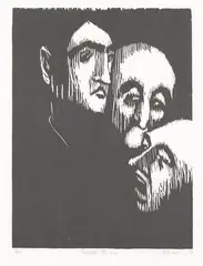 Trio by Niclas Gulbrandsen, 1997, Tresnitt på japanpapir, sold Oct 2026