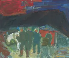 Gruveliv I (Røros) by Rolf Juell Gleditsch, Olje på plate, sold Oct 2026