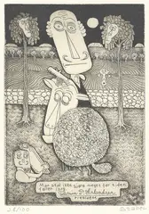 Man skal ikke gjøre meget før tiden faller lang by Fredrik Stabel, Radering, sold Oct 2026