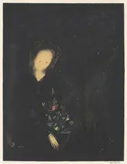 Pike med blomst by Kai Fjell, 1981, Litografi, sold Oct 2026