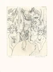 Backfishe mit Neffe by John David Nielsen, 1994, Radering, sold Oct 2026