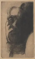 Selvportrett, hode by Bjarne Ness, 1923-1924, Radering, sold Oct 2026