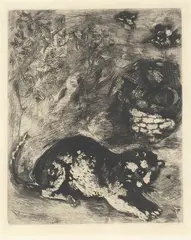 Le Chat et les deux Moineaux by Marc Chagall, 1927-30, Radering, sold Oct 2026