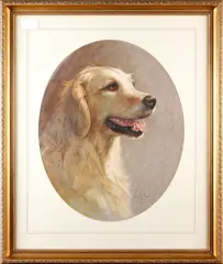 Portrait of a golden retriever by Spencer Roberts, sold Oct 2011