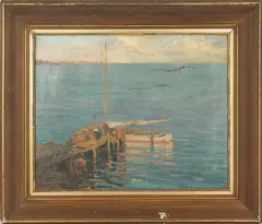 coastal scene by Frank A. Bicknell, oil on canvas, sold Dec 2012
