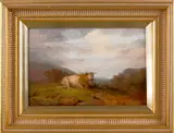 landscape with cow by Francis Devlan, oil on panel, sold Oct 2012