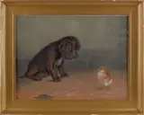 of a dog and chick by Ben Austrian, color lithograph, sold Oct 2012