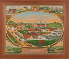 View's of the Buildings & Surroundings of the Berks County Almshouse by Charles C. Hofmann, oil on tin, sold Oct 2012