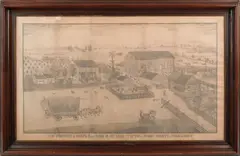 farm scene of The Property of Joseph S. and Mary H. De Long by Ferdinand A. Brader, pencil, sold Oct 2012