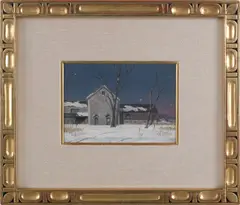 winter scene by George Sotter, oil on board, offered Oct 2012