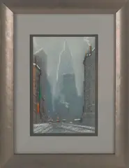 winter cityscape by Leon Louis Dolice, pastel, sold Sep 2012