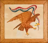 theorems of a rooster and eagle by William Rank, oil on velvet, sold Sep 2012