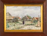 village scene by Henri Seghers, watercolor, sold Sep 2012