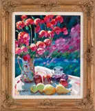 still life by Lissandro Lopez Baylon, oil on canvas, sold Sep 2012