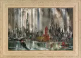cityscape by Robert Lebron, oil on canvas, sold Sep 2012