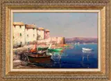 of a coastal scene by Georges L. Guaniny, oil on board, sold Jun 2012