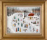 winter scene by Judy Manthorpe, oil on canvas, sold Jun 2012