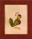 theorem of a banty rooster by William Rank, oil on velvet, sold Jun 2012